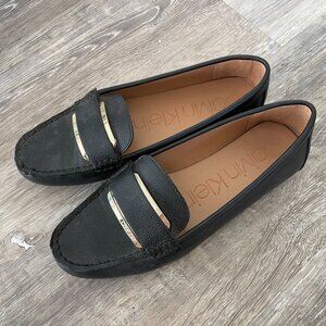 Calvin Klein black loafers with buckle